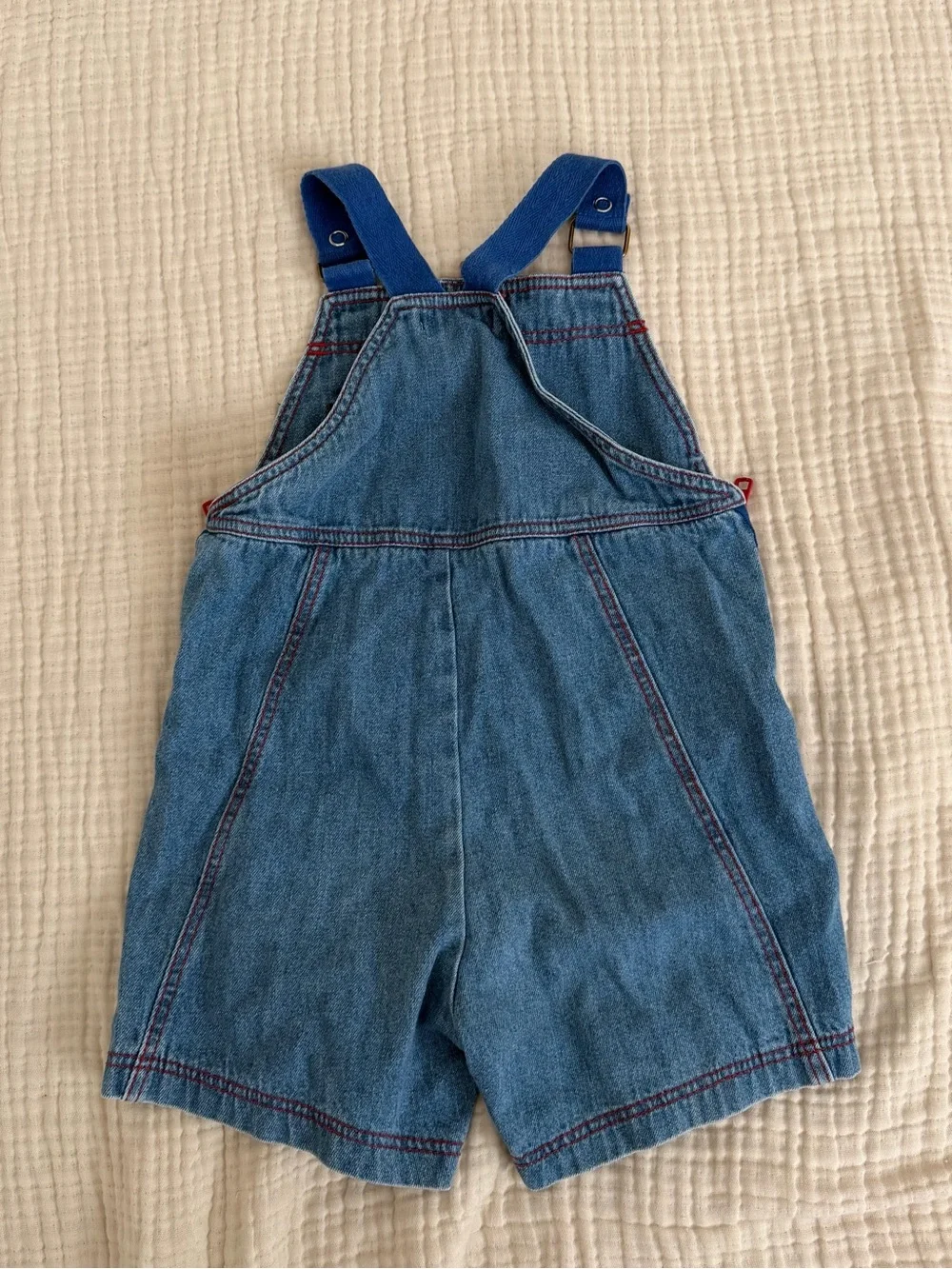 Vintage Honey Pot Airplane Pilot Denim Embroidered Short Overalls